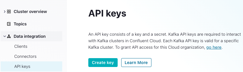 Create a Kafka API key