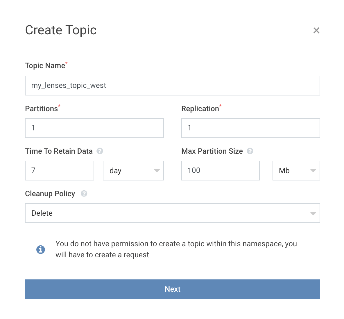 Create a topic request