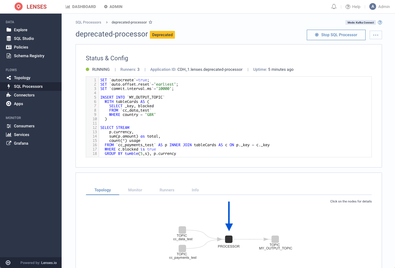 Deprecated SQL details page - Topology