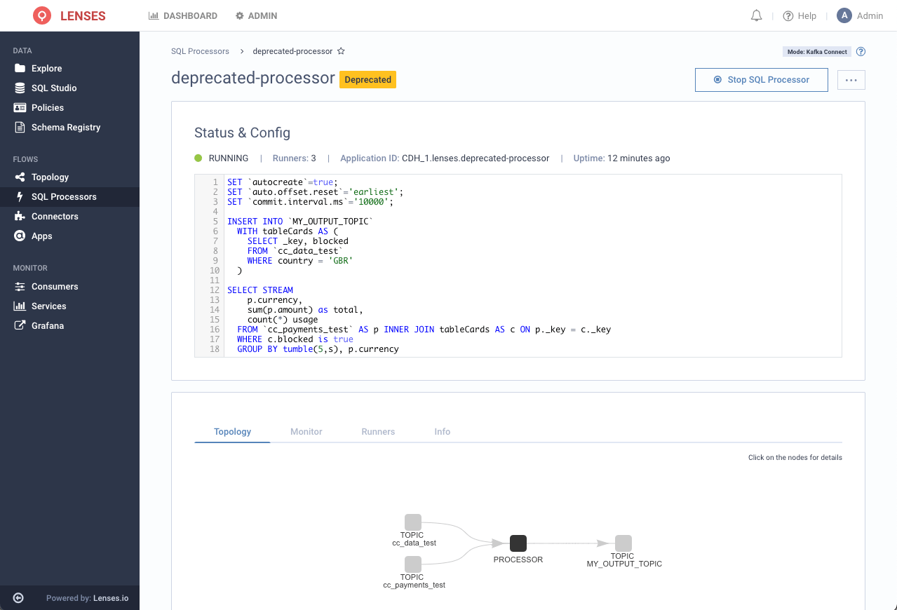 Deprecated SQL details page