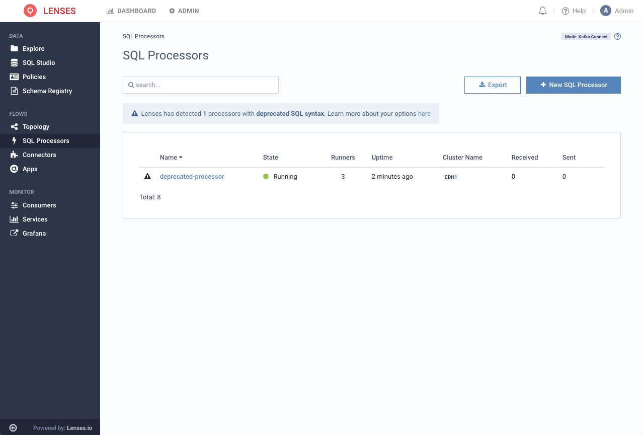 Deprecated SQL processors