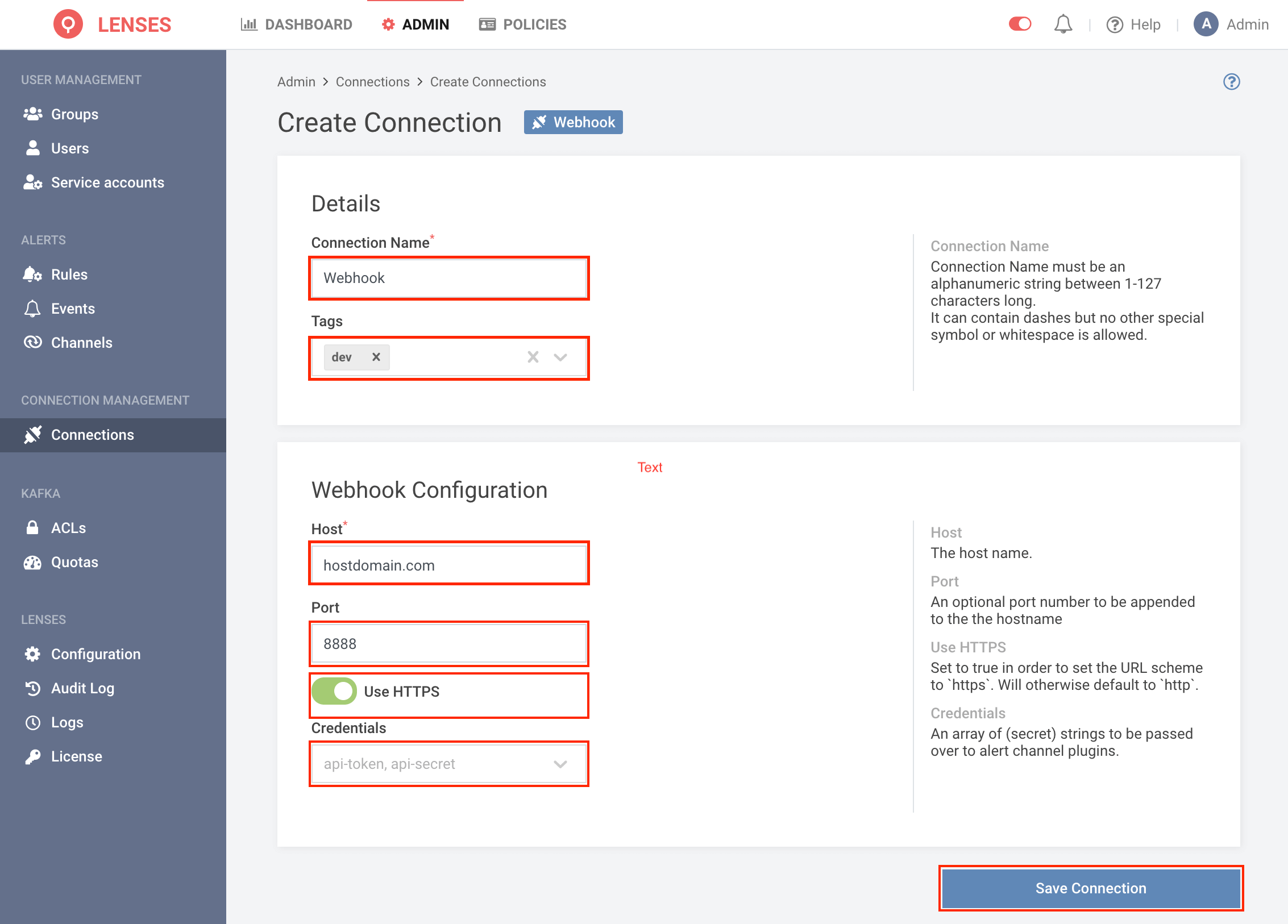 Webhook Connection